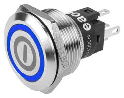 82-6151.2124.B001 - Vandal Resistant Switch, Engraved, On / Off, 82, 22 mm, SPDT, Maintained, Round Flush - EAO