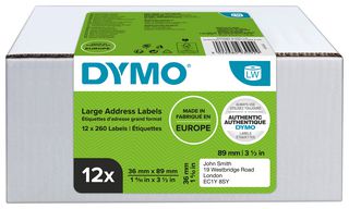 2093093 - Label, Thermal Transfer Printable, 89 mm, 36 mm, Paper, White - DYMO