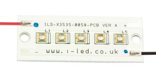 ILS-XN05-S400-0058-SC211-W2. - UV LED Module, 5 Chip, 410 nm, Rectangular PCB/M3 Hole, 5.25 W, 200 mm Red & Black - INTELLIGENT LED SOLUTIONS