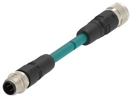 TAD1453A201-002 - Sensor Cable, D-Code, M12 Plug, M12 Receptacle, 4 Positions, 1 m, 3.3 ft - TE CONNECTIVITY