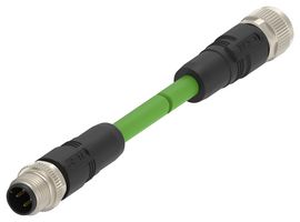TAD14545101-002 - Sensor Cable, D-Code, M12 Plug, M12 Receptacle, 4 Positions, 1 m, 3.3 ft - TE CONNECTIVITY
