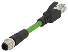TCD14745101-001 - Sensor Cable, D-Code, M12 Plug, RJ45 Plug, 4 Positions, 500 mm, 19.7 " - TE CONNECTIVITY
