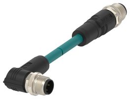 TAD1483A201-005 - Sensor Cable, D-Code, M12 Plug, 90° M12 Plug, 4 Positions, 5 m, 16.4 ft - TE CONNECTIVITY