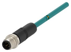 TAD2413A201-005 - Sensor Cable, D-Code, M12 Plug, Free End, 4 Positions, 5 m, 16.4 ft - TE CONNECTIVITY