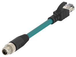 TCX3872A202-005 - Sensor Cable, X-Code, M12 Plug, RJ45 Plug, 8 Positions, 5 m, 16.4 ft - TE CONNECTIVITY