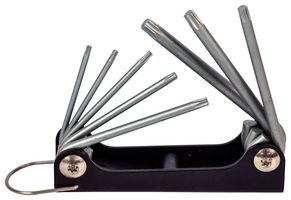 MP008583 - Hex Key Set, 8 Pieces, T9/T10/T15/T20/T25/T27/T30/T40 Metal Folding Star Key Wrenches - MULTICOMP PRO