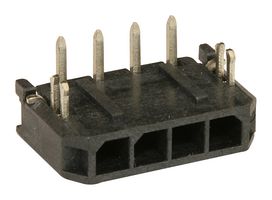 43650-0405 - Pin Header, Power, Wire-to-Board, 3 mm, 1 Rows, 4 Contacts, Surface Mount Right Angle - MOLEX