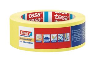 04334-00003-00 - Masking Tape, Paper, Yellow, 50 m x 38 mm - TESA