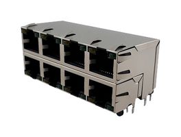 RJSAE538108 - RJ45 CONN, R/A JACK, 8P8C, 4STACKED, TH - AMPHENOL COMMUNICATIONS SOLUTIONS