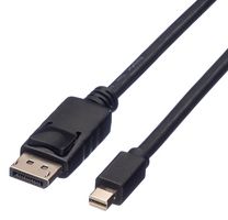 11.44.5634 - Audio / Video Cable Assembly, DisplayPort Plug, Mini DisplayPort Plug, 3.3 ft, 1 m, Black - ROLINE