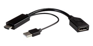 12.03.3147 - Audio / Video Cable Assembly, HDMI Type A Plug, DisplayPort Plug, 5.9 ", 150 mm, Black - ROLINE