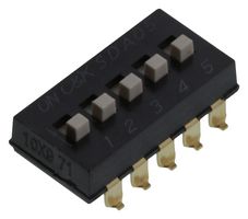 SDA05H1SBD - DIP / SIP Switch, 5 Circuits, Raised Slide, Surface Mount, SPST, 5 V, 100 mA - C&K COMPONENTS