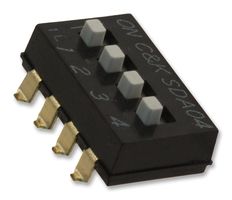 SDA04H1SBDR - DIP / SIP Switch, 4 Circuits, Raised Slide, Surface Mount, SPST, 5 V, 100 mA - C&K COMPONENTS