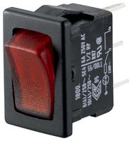 1800.1102 - Rocker Switch, On-Off, SPST, Illuminated, Panel Mount, Red, 1800 Series - MARQUARDT
