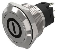 82-6151.1000.B001 - Vandal Resistant Switch, On/Off, 82 Series, 22 mm, SPDT, Momentary, Round Flat Flush, Natural - EAO