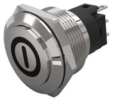 82-6161.1000.B001 - Vandal Resistant Switch, On/Off, 82 Series, 22 mm, SPDT, Momentary, Round Raised Flat Flush - EAO