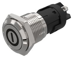 82-4152.1000.B001 - Vandal Resistant Switch, On/Off, 82 Series, 16 mm, SPDT, Momentary, Round Flat Flush, Natural - EAO