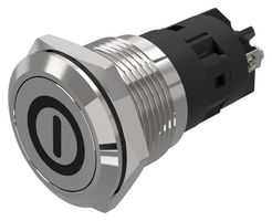 82-5152.1000.B001 - Vandal Resistant Switch, On/Off, 82 Series, 19 mm, SPDT, Momentary, Round Flat Flush, Natural - EAO