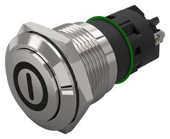 82-5162.1000.B001 - Vandal Resistant Switch, On/Off, 82 Series, 19 mm, SPDT, Momentary, Round Raised Flat Flush - EAO