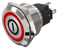 82-6151.1113.B001 - Vandal Resistant Switch, On/Off, 82 Series, 22 mm, SPDT, Momentary, Round Flat Flush, Natural - EAO