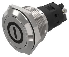 82-6152.1000.B001 - Vandal Resistant Switch, On/Off, 82 Series, 22 mm, SPDT, Momentary, Round Flat Flush, Natural - EAO