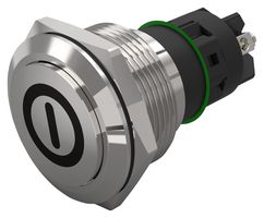 82-6162.1000.B001 - Vandal Resistant Switch, On/Off, 82 Series, 22 mm, SPDT, Momentary, Round Raised Flat Flush - EAO