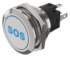 82-6151.1A24.B015 - Vandal Resistant Switch, SOS, 82 Series, 22 mm, SPDT, Momentary, Round Flat Flush, Natural - EAO