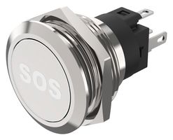 82-6151.1A54.B015 - Vandal Resistant Switch, SOS, 82 Series, 22 mm, SPDT, Momentary, Round Flat Flush, Natural - EAO