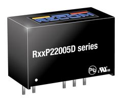 R12P22005D/P - Isolated Through Hole DC/DC Converter, 1:1, 2 W, 2 Output, 20 V, 50 mA - RECOM POWER