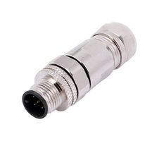 858FA04-203RBU1 - Sensor Connector, VULCON Series, M12, Female, 4 Positions, Screw Socket, Straight Cable Mount - NORCOMP