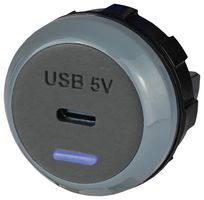 PVPRO-C - USB Charger Receptacle, IP30, PVPro Series, 2.5 A, 24 V, 1 Port, USB Type C - ALFATRONIX