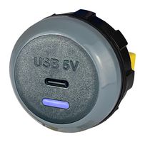 PVPWP-C - USB Charger Receptacle, IP65, PVPWp Series, 2.5 A, 24 V, 1 Port, USB Type C - ALFATRONIX