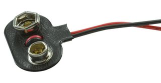 236 - Battery Contact, PP3 (9V), Wire Leads, Brass, Nickel Plated Contacts - KEYSTONE