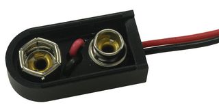 84-6 - Battery Contact, PP3 (9V), Wire Leads, Brass, Nickel Plated Contacts - KEYSTONE