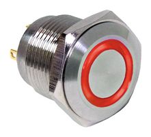 PV6F240SS-311 - Vandal Resistant Switch, PV6 Series, 16 mm, SPST-NO DM, Off-(On), Round Flat, Natural - E-SWITCH