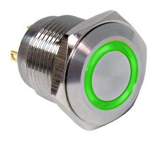 PV6F240SS-331 - Vandal Resistant Switch, PV6 Series, 16 mm, SPST-NO DM, Off-(On), Round Flat, Natural - E-SWITCH