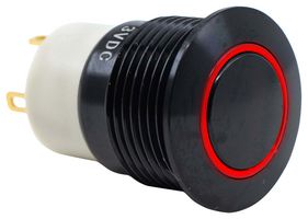 PVA6LRE21131 - Vandal Resistant Switch, PVA6L Series, 16 mm, SPST-NO DM, Off-On, Round, Black - E-SWITCH
