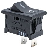 RA11131121 - Rocker Switch, On-Off, SPST, Non Illuminated, Panel Mount, Black, RA1 Series - E-SWITCH