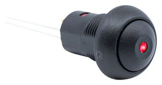 RP8200B2M1CEBLKBLKRED - Pushbutton Switch, RP8200 Series, 13.6 mm, SPST, Off-On, Round Domed, Black - E-SWITCH
