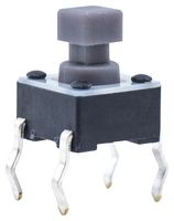 TL1105SPF250Q - Tactile Switch, TL1105 Series, Top Actuated, Through Hole, Plunger for Cap, 250 gf, 50mA at 12VDC - E-SWITCH