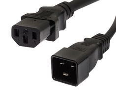PPA00007-06F - Mains Power Cord, IEC 60320 C13 to IEC 60320 C20, 1.8 m, 15 A, 250 V, Black - L-COM