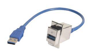 ECF504-30-1AAS - USB Cable, Type A Plug to Type A Receptacle, 1 m, 3.3 ft, USB 3.0, Blue - L-COM