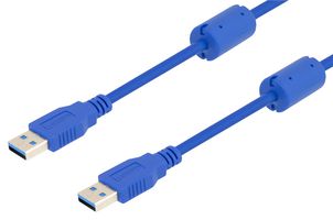 U3A00008-1M - USB Cable, Type A Plug to Type A Plug, 1 m, 3.3 ft, USB 3.0, Blue - L-COM