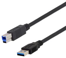 U3A00013-03M - USB Cable, Type A Plug to Type B Plug, 300 mm, 11.8 ", USB 3.0, Black - L-COM