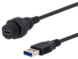 U3A00026-1M - USB Cable, Type A Plug to Type C Receptacle, 1 m, 3.3 ft, USB 3.0, Black - L-COM