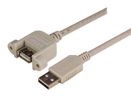 UPMAA-3M - USB Cable, Type A Plug to Type A Receptacle, 3 m, 9.8 ft, USB 2.0, Grey - L-COM