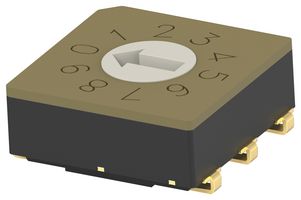MRSSV0DG10SMGWTR - Rotary Coded Switch, Vertical, MRSS Series, Surface Mount, 10 Position, 20 V, BCD Gray, 20 mA - ALCOSWITCH - TE CONNECTIVITY