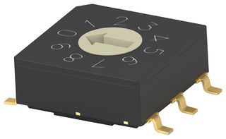 MRSSV1DC10SMGWTR - Rotary Coded Switch, Vertical, MRSS Series, Surface Mount, 10 Position, 20 V, BCD Complement, 20 mA - ALCOSWITCH - TE CONNECTIVITY