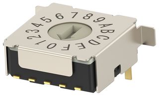 MRSSH4DG16SMGWTR - Rotary Coded Switch, Horizontal, MRSS Series, Surface Mount, 16 Position, 20 V, Hexadecimal Gray - ALCOSWITCH - TE CONNECTIVITY