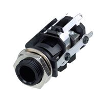 RJ5VI-S - Phone Audio Connector, Stereo, 6.35mm, 5 Contacts, Socket, PCB Mount, Silver Plated Contacts - REAN